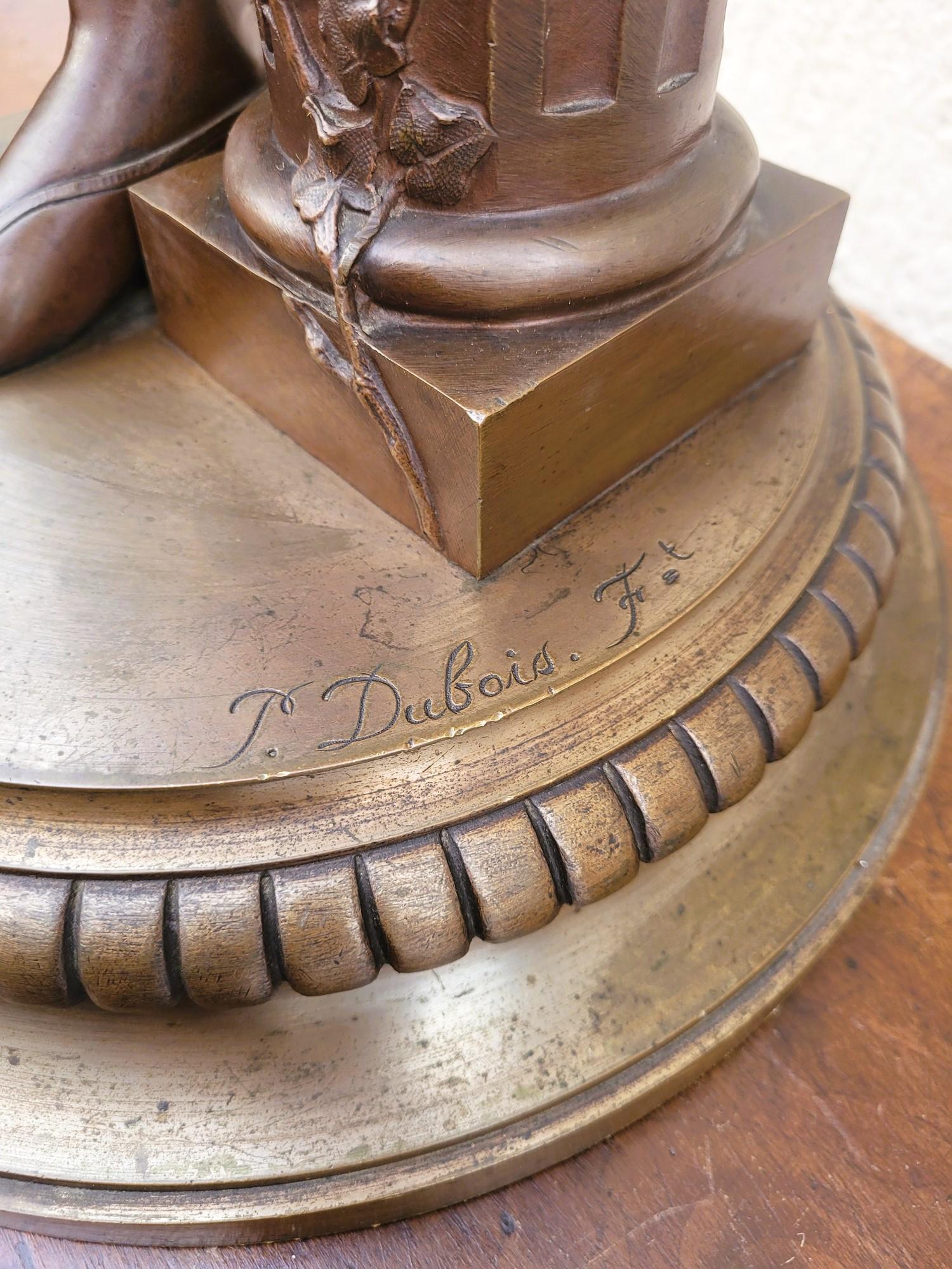 Paul Dubois, cantante Florentine del XV secolo, bronzo firmato, XIX sec. in vendita 1