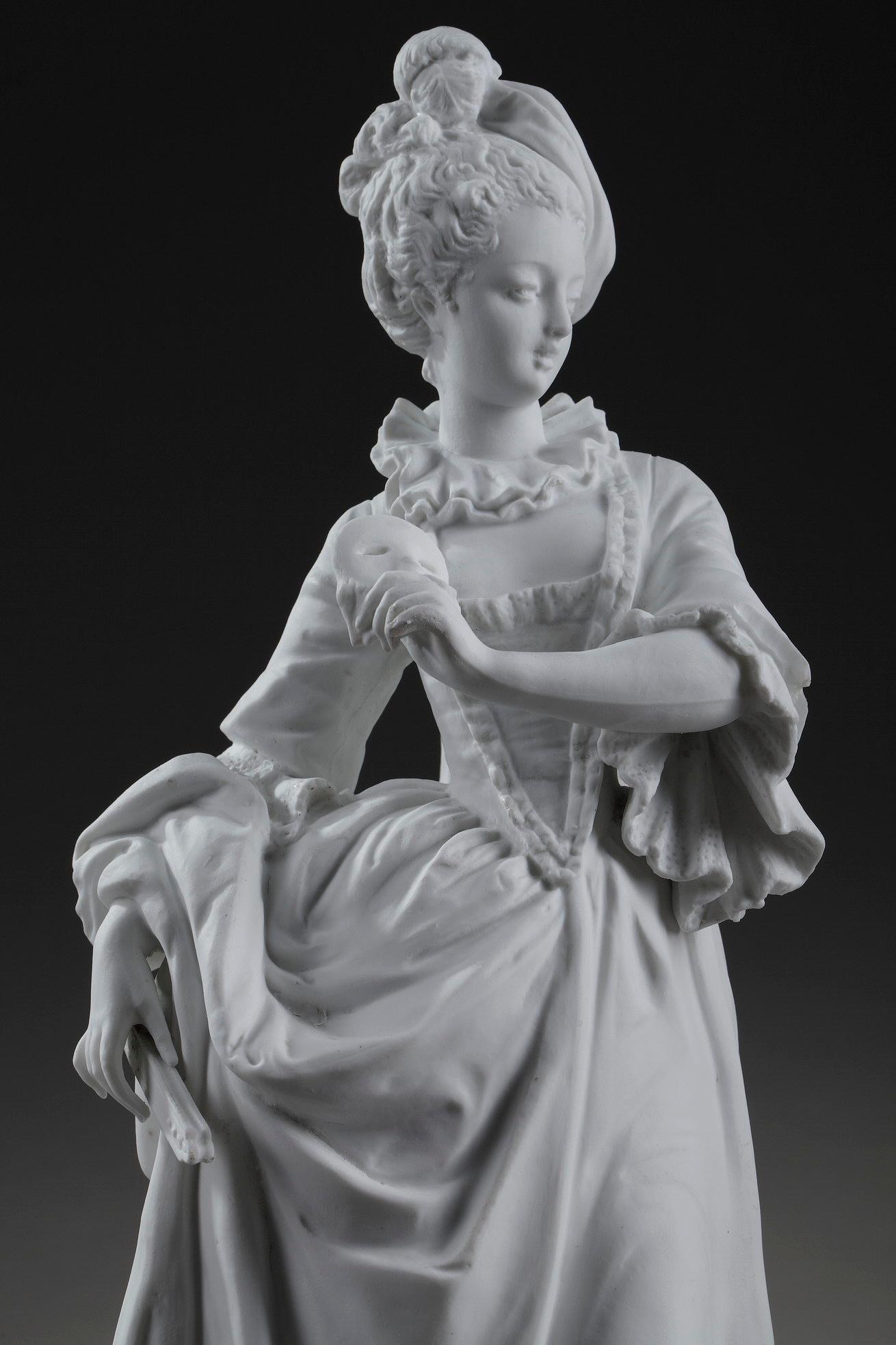 19th Century Paul Duboy, Bisque Statue Young Girl in a Ball Gown For Sale