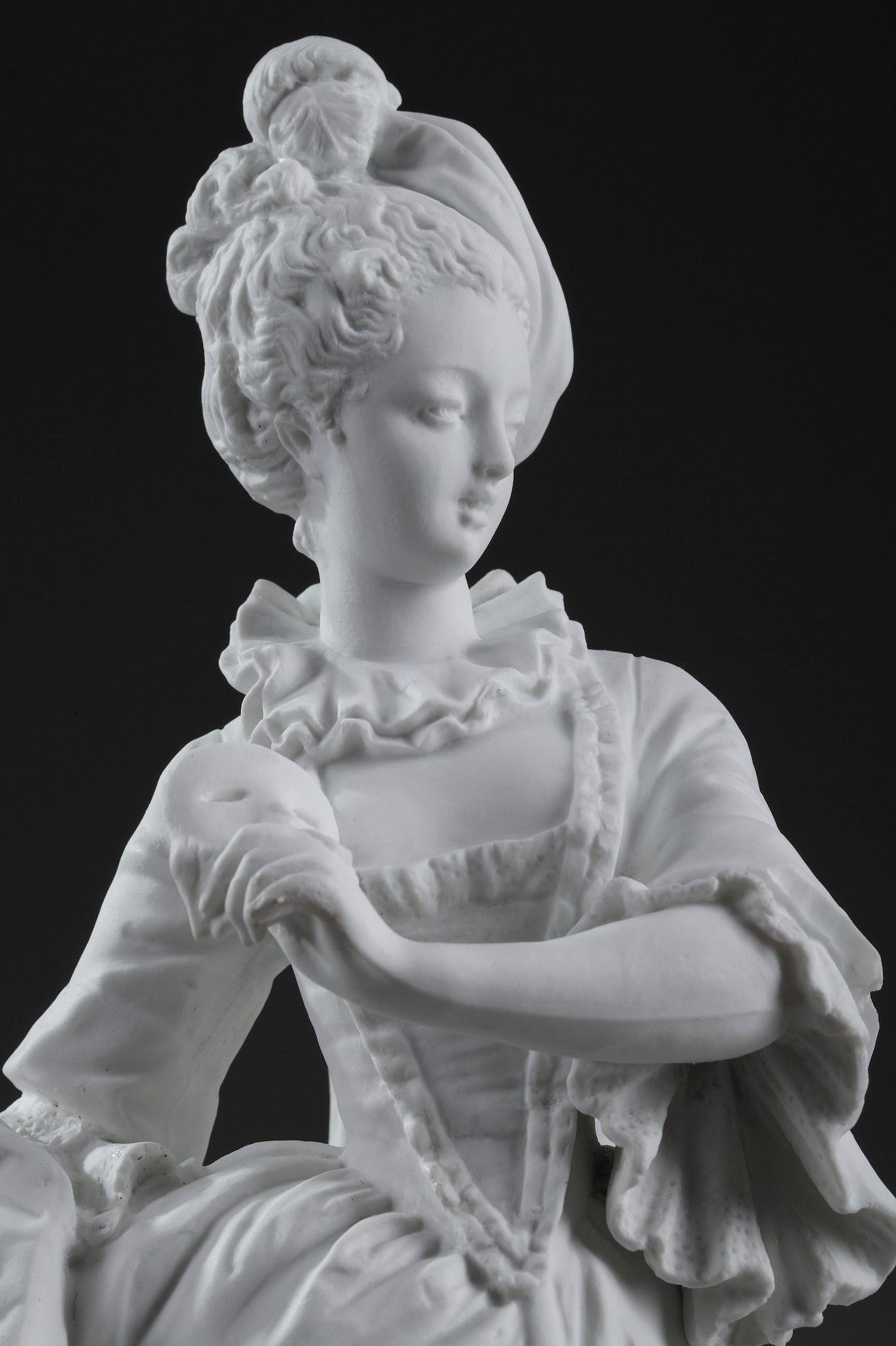 Porcelain Paul Duboy, Bisque Statue Young Girl in a Ball Gown For Sale