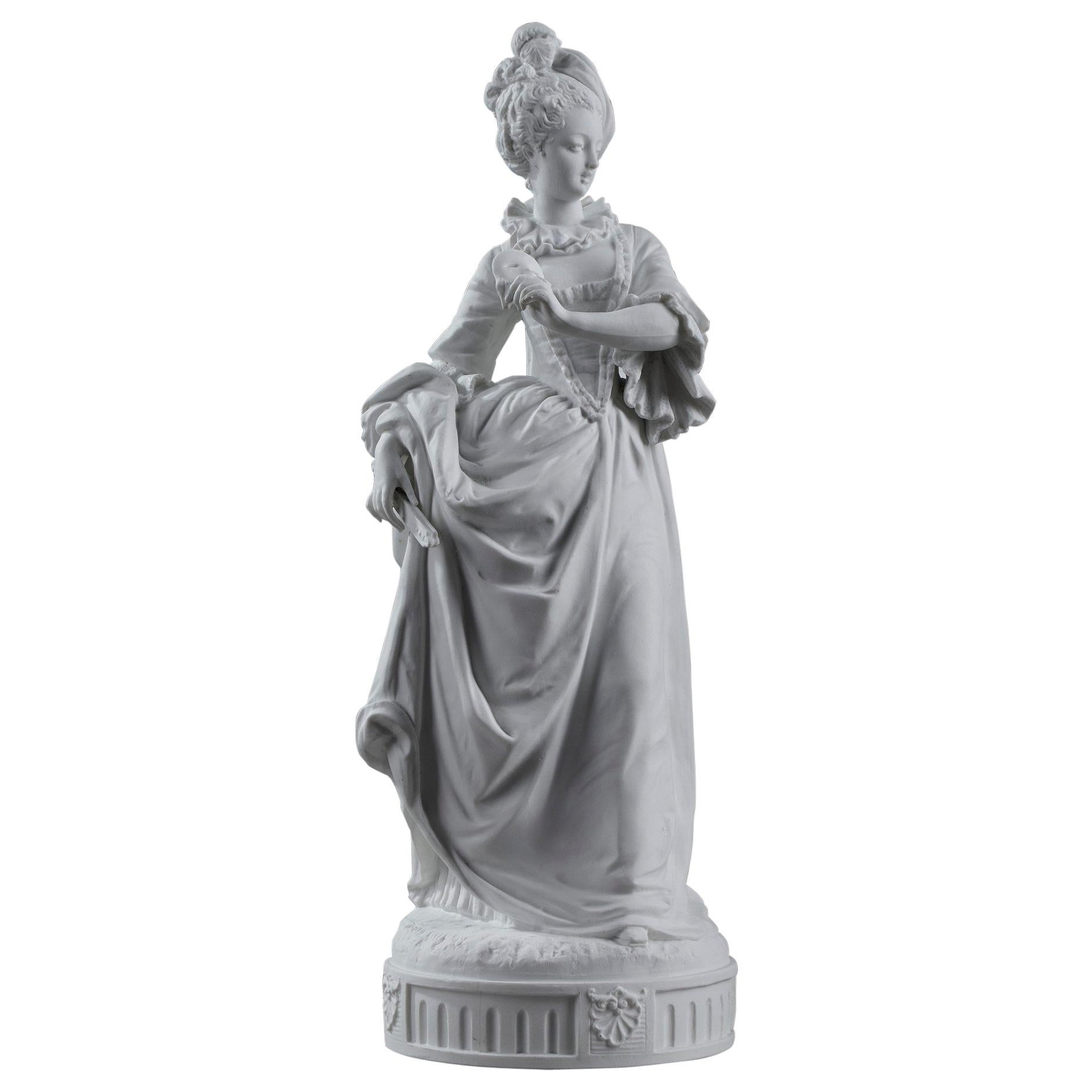 Paul Duboy, Bisque Statue Young Girl in a Ball Gown For Sale