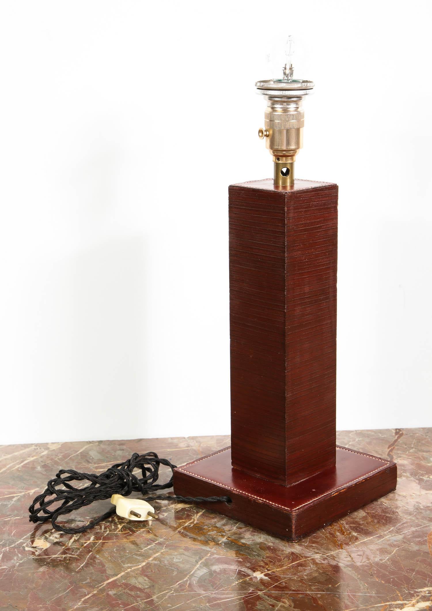 Paul Dupre-Lafon for Hermes Paris, Leather Desk Table Lamp, circa 1940 5