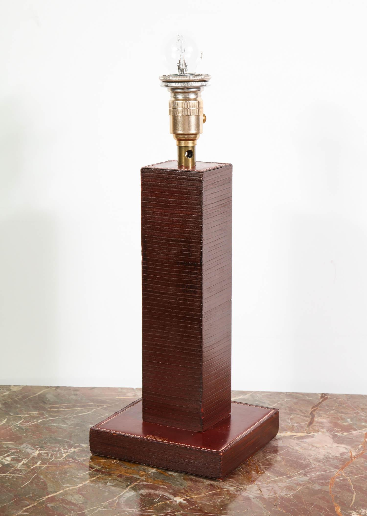 Paul Dupre-Lafon for Hermes Paris, Leather Desk Table Lamp, circa 1940 In Good Condition In New York, NY