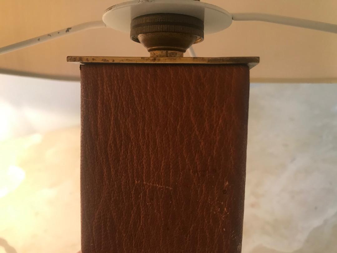 Pair of Leather Table Lamp, Paul Dupre-Lafon for Hermes  In Good Condition In Miami, FL