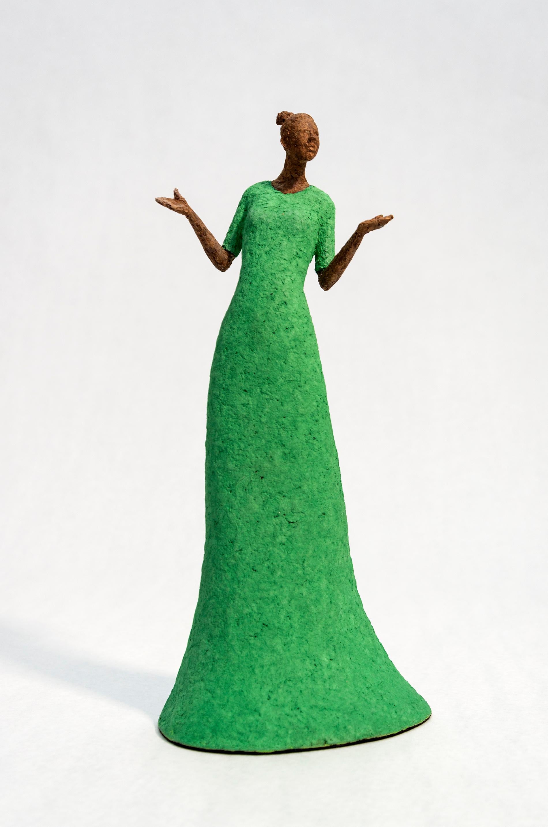 Paul Duval Figurative Sculpture - Bella - bright, expressive, textured, female, figurative, paper Mache sculpture