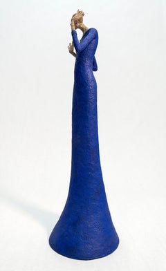 Celestine - expressive, textured, female, figurative, paper mache sculpture