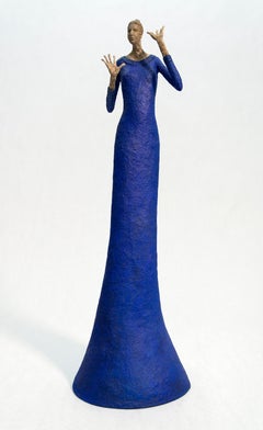 Celestine - expressive, textured, female, figurative, paper mache sculpture