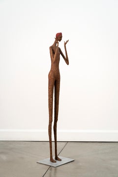 Celestine II - expressive, textured, female, figurative, paper Mache sculpture