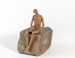 Charlie - contemporary, male, figurative, paper Mache and stone sculpture