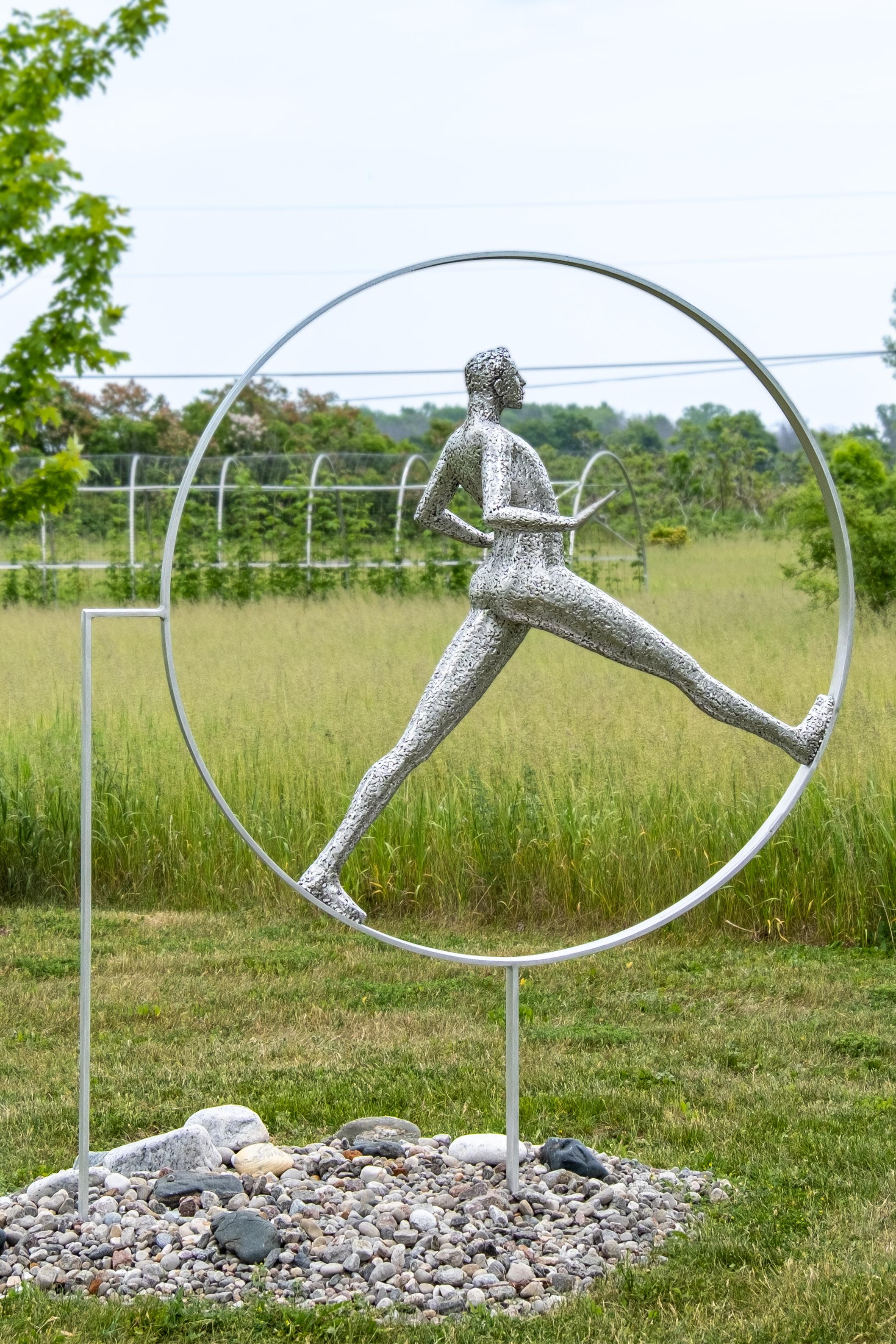 Desequilibre - grande sculpture d'extérieur en aluminium, expressive, masculine, figurative - Contemporain Sculpture par Paul Duval