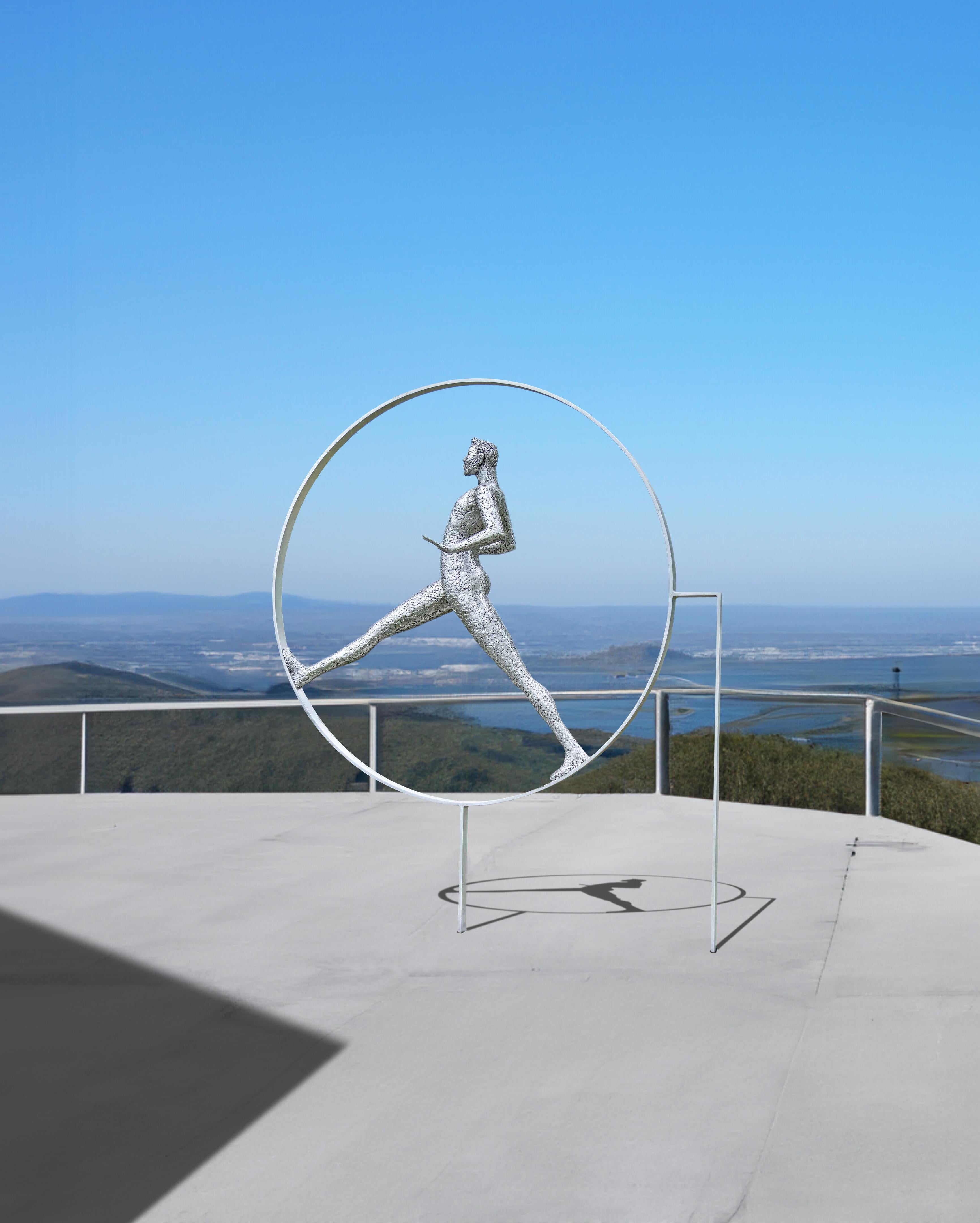 Desequilibre - grande sculpture d'extérieur en aluminium, expressive, masculine, figurative - Sculpture de Paul Duval