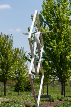 Equilibre Carré (Equilibrio Quadrato) - grande scultura figurativa in alluminio per esterni