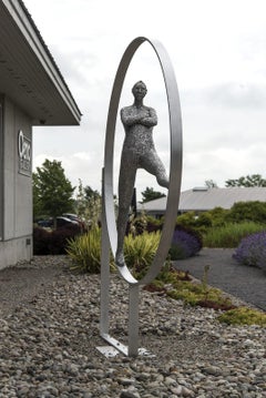 Equilibre No 2 - large, expressive, male, figurative, metal outdoor sculpture