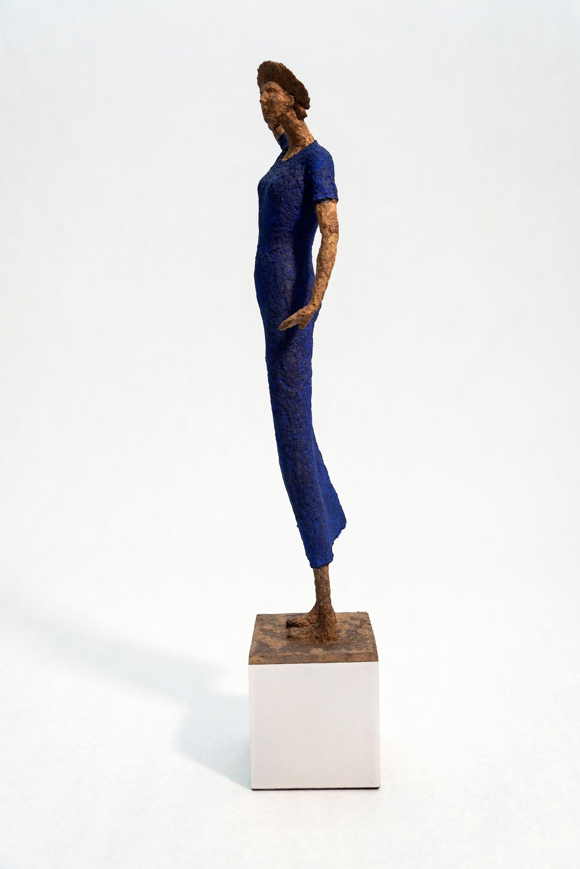 Evangeline - expressive, textured, female, figurative, paper Mache sculpture - Sculpture by Paul Duval