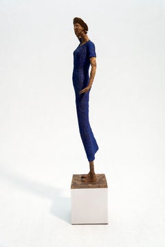 Evangeline - expressive, textured, female, figurative, paper Mache sculpture