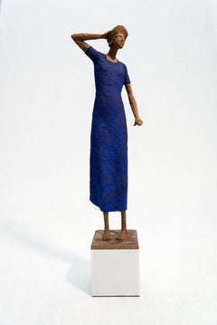 Evangeline - expressive, textured, female, figurative, paper Mache sculpture