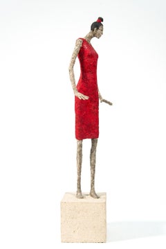 Francoise - expressive, textured, figurative, female, paper mache sculpture