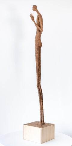 Georges - scultura contemporanea, strutturata, maschile, figurativa, in cartapesta