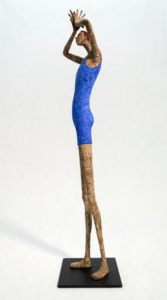 The Big Swimmer - figurative, paper Mache sculpture