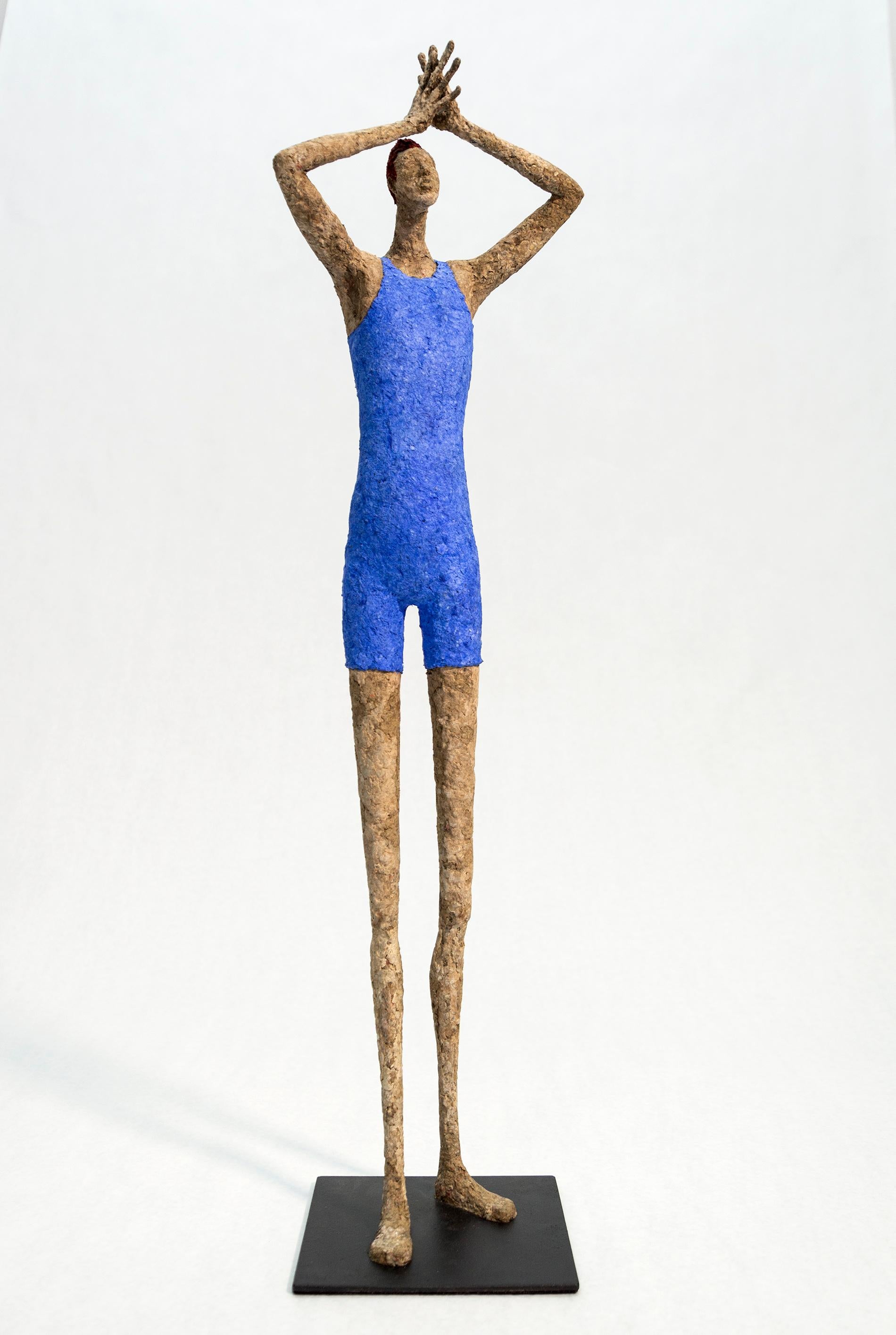 The Big Swimmer - figurative, paper Mache sculpture - Sculpture by Paul Duval