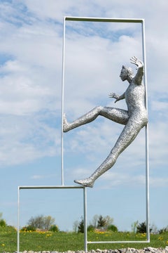 Pression - large, expressive, person, figurative, aluminum outdoor sculpture