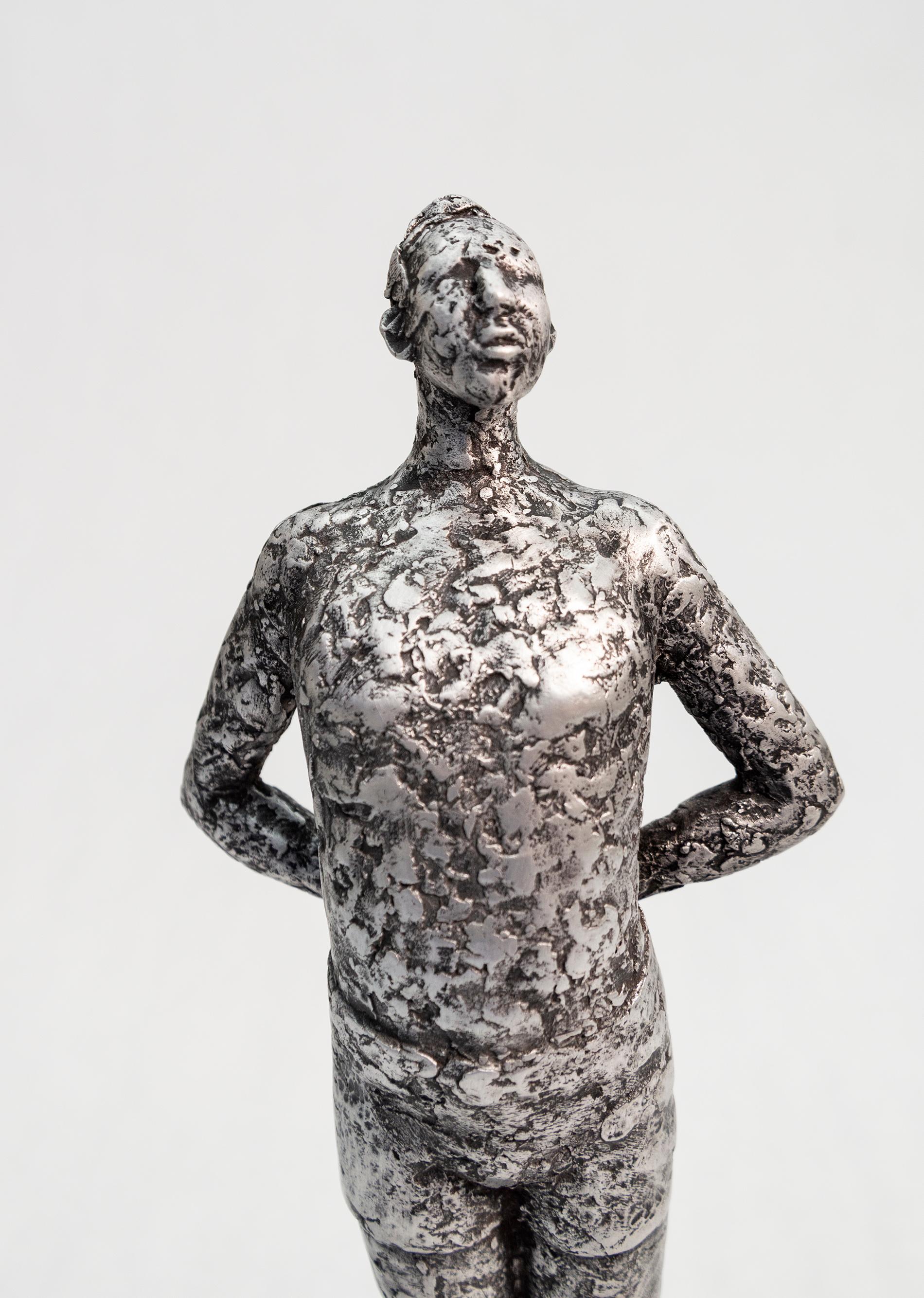 The Big Shy One - expressive, textured, male figurative, cast aluminum sculpture For Sale 1