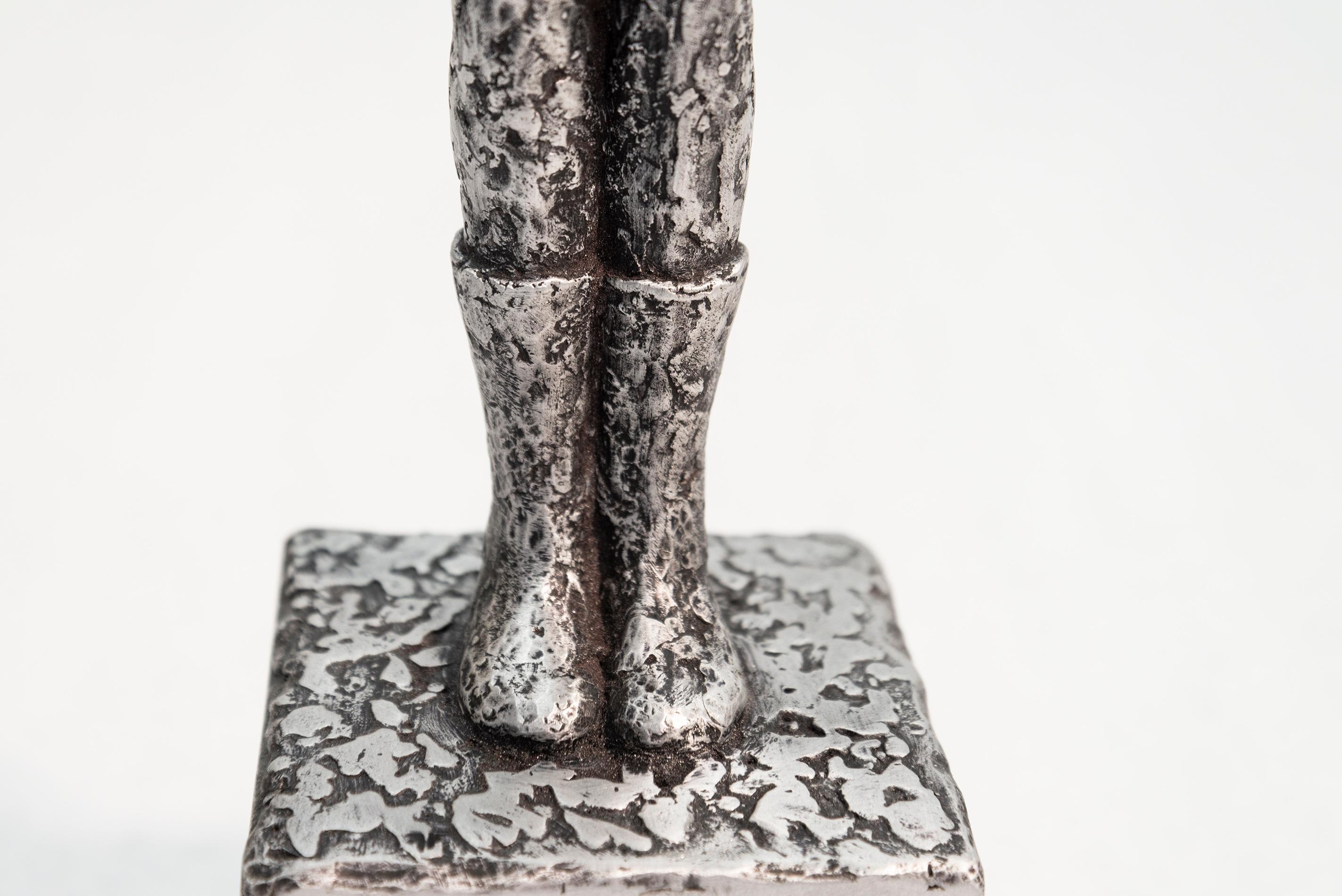 The Big Shy One - expressive, textured, male figurative, cast aluminum sculpture For Sale 2
