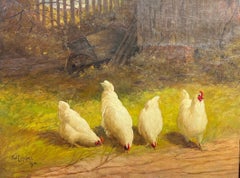 Four White Hens