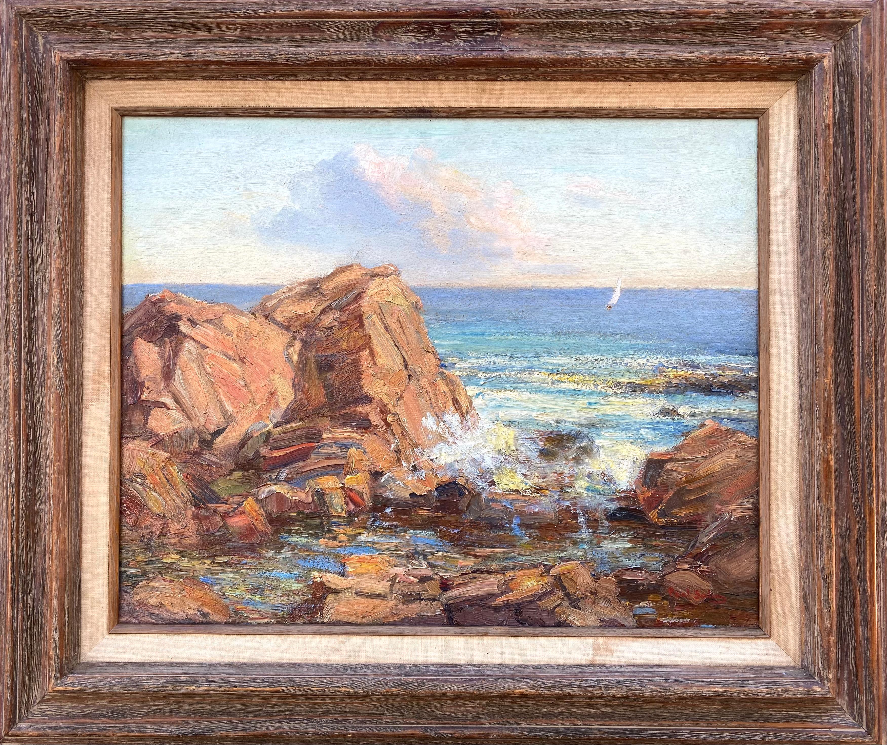 Segeln von der Felsenküste aus – Painting von Paul E. Saling