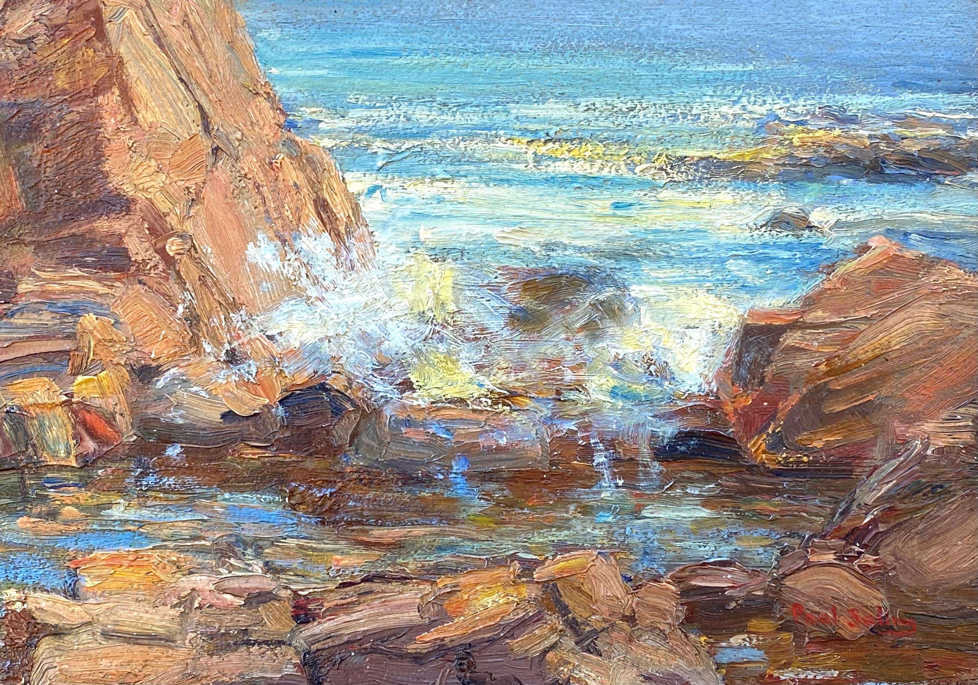 “Sailing off the Rocky Coast” - Post-Impressionist Painting by Paul E. Saling