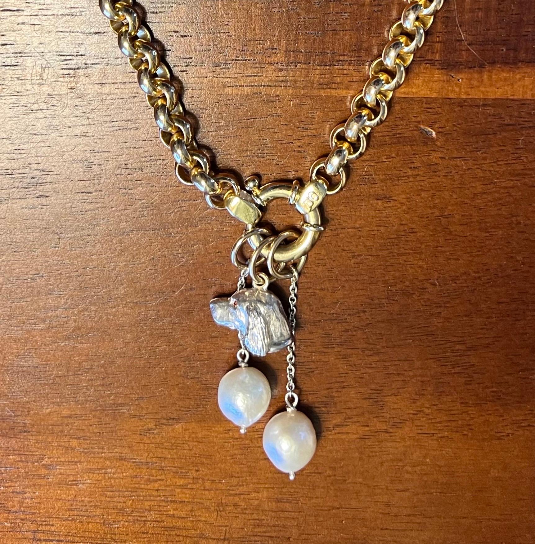 Artista Paul Eaton Cavalier Miniature King Charles Spaniel - Charm o ciondolo in argento in vendita