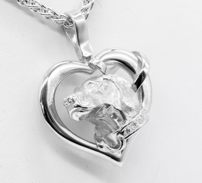 Paul Eaton 'England' Pendant Diamond and Sterling Miniature Labrador
