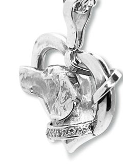 Paul Eaton 'England' Pendant Diamond & Sterling Miniature Labrador Head & Collar