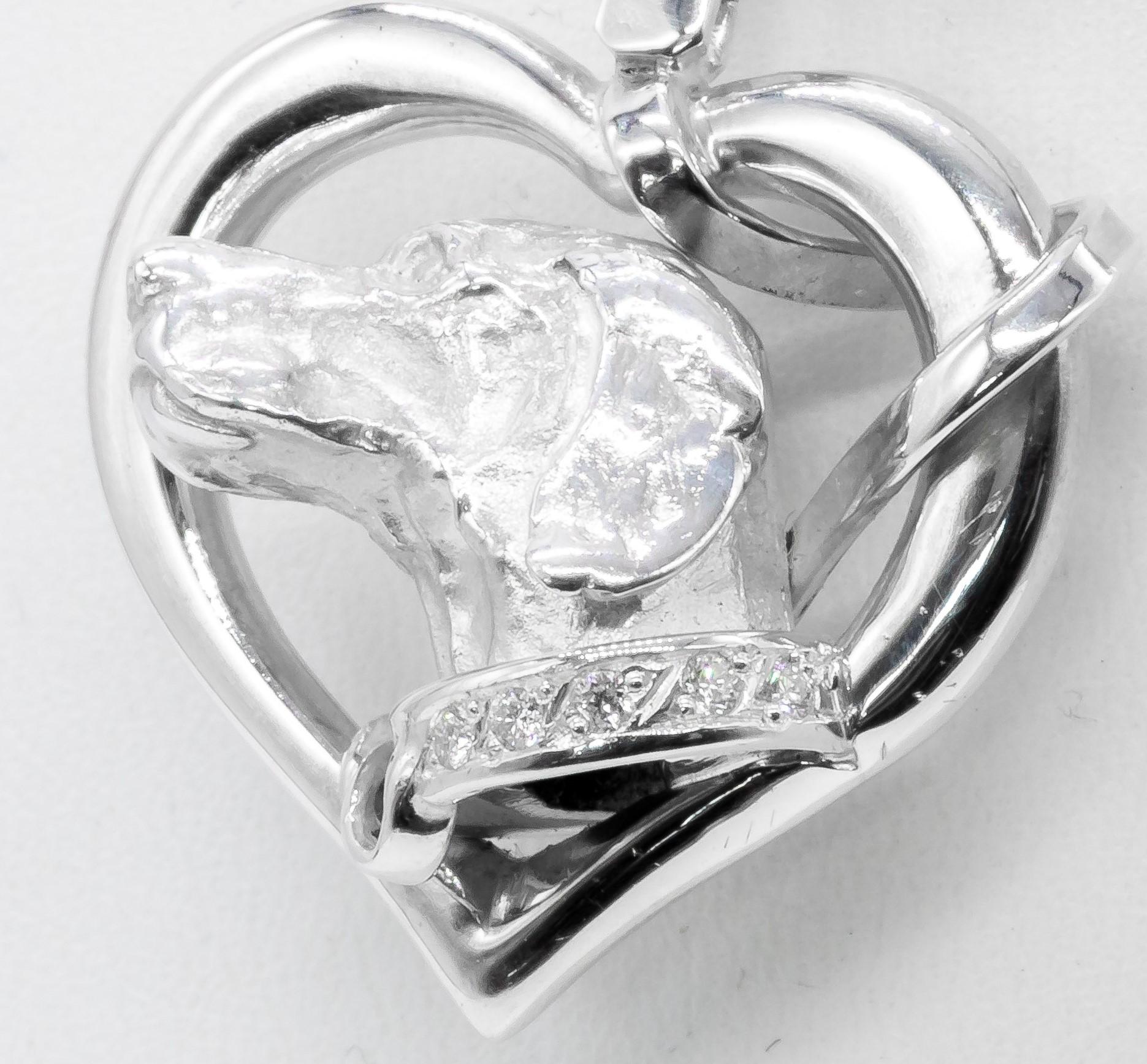 Paul Eaton 'England' Anhänger Diamant & Sterling Miniature Labrador Kopf & Halsband Damen im Angebot