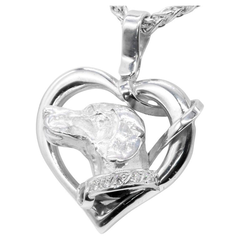 Paul Eaton 'England' Pendant Diamond and Sterling Miniature Labrador