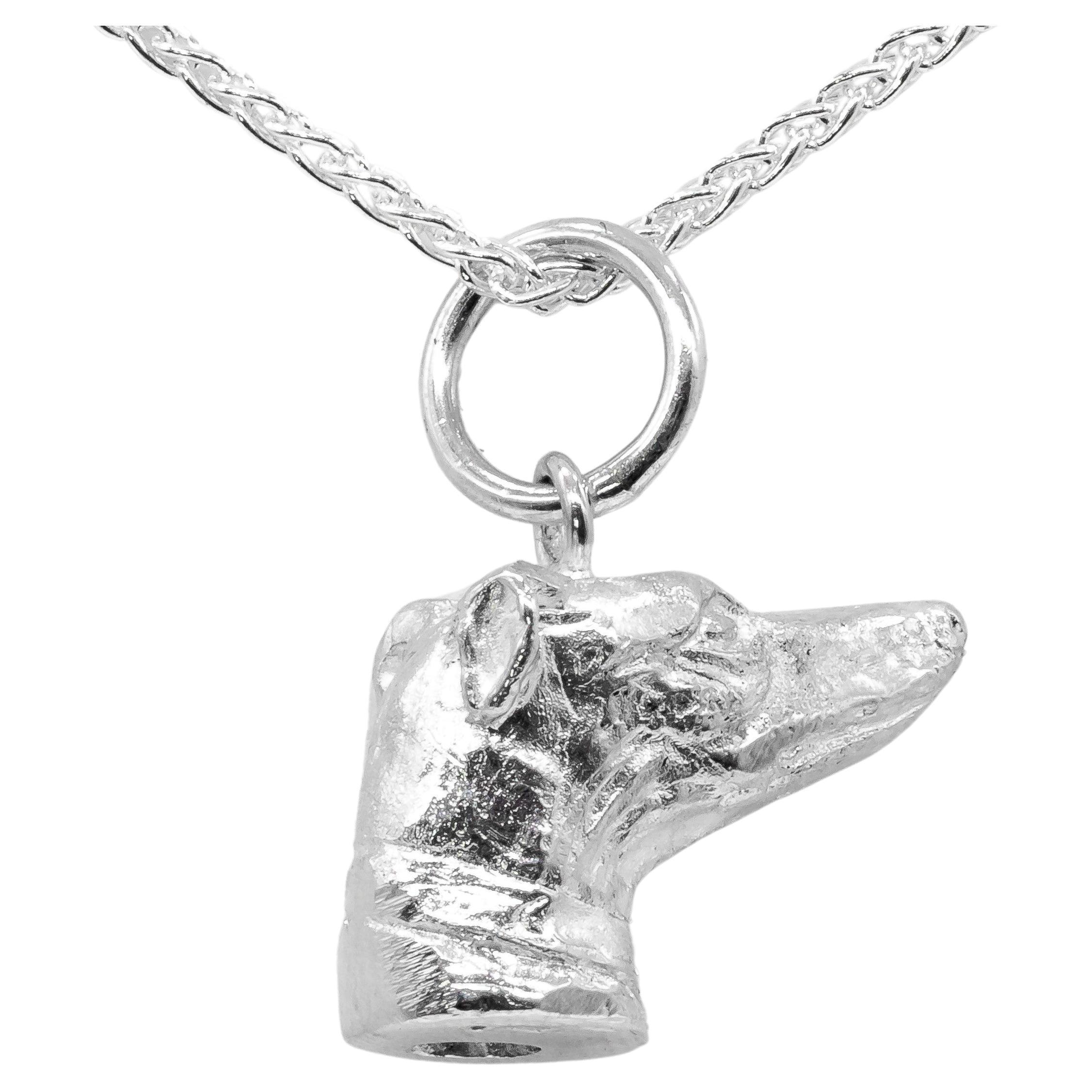 Paul Eaton sculpted Retriever dog head pendant with one or two pearl