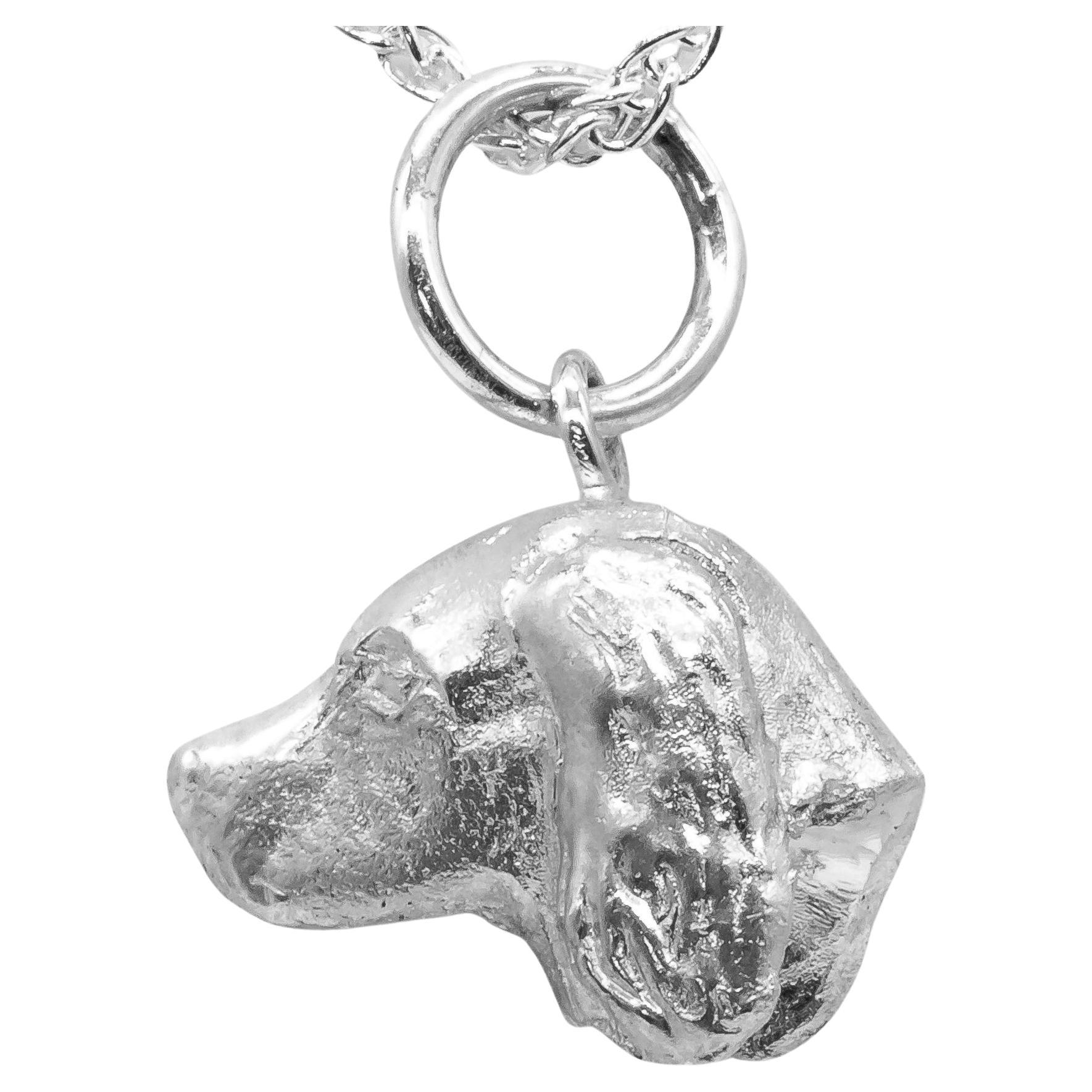 Paul Eaton 'England' Pendant Sterling Silver Miniature Spaniel Dog Head For Sale