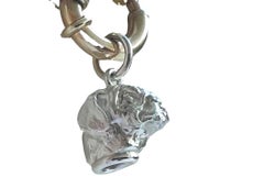 Paul Eaton Hand Carved Miniature Pug Sterling Silver Charm or Pendant