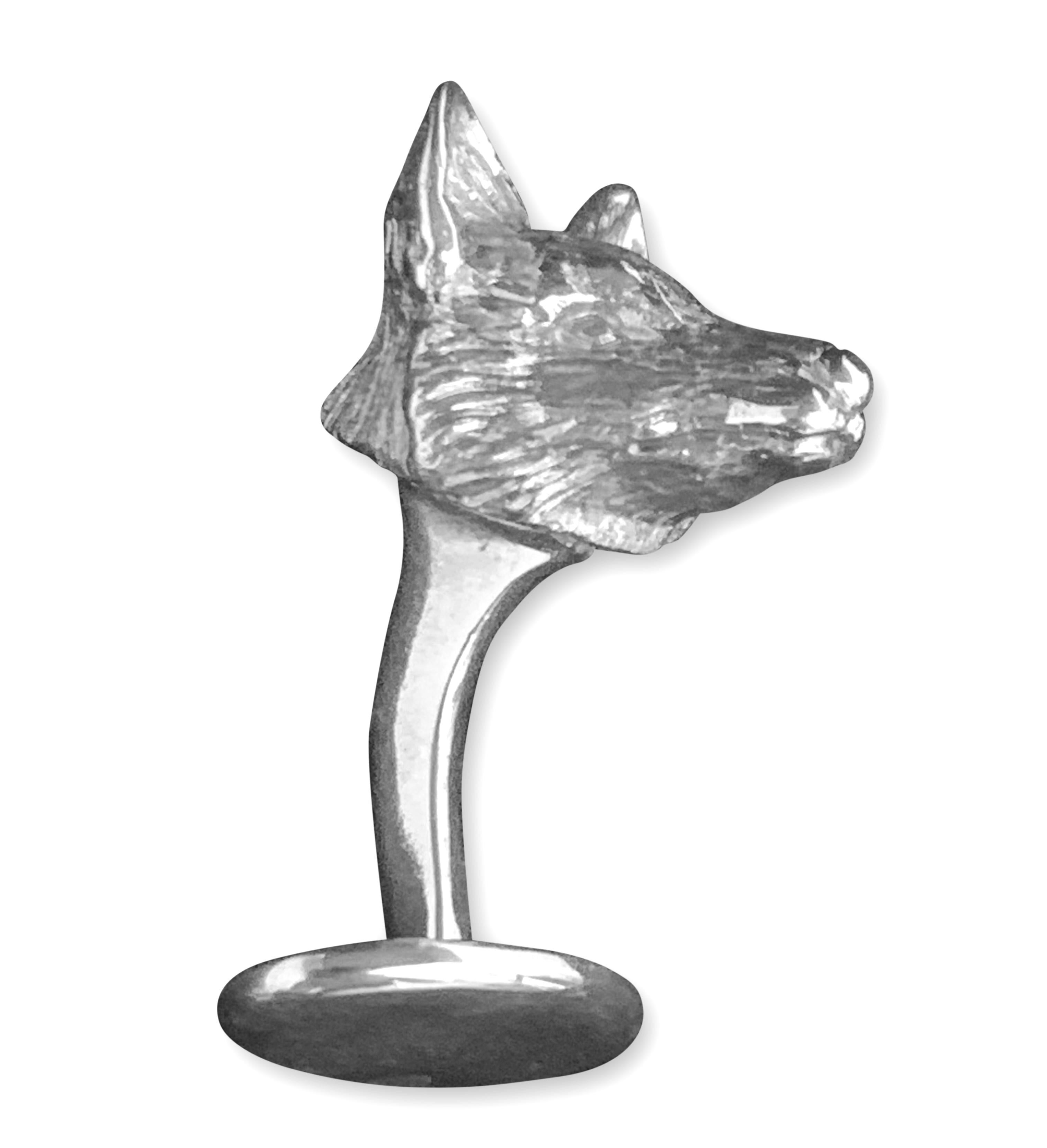 Bespoke Miniature Sculptures of Foxes in sterling silver with solid back cufflinks by the master jewelry maker, Paul Eaton, VPRMS MAA (England) are collectable, stunning miniature sculptures for the fox, art and jewelry lover.  Paul Eaton carves his