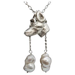 Paul Eaton Sculpted Doberman Dog Head Pendant with One or Two Pearl Drops