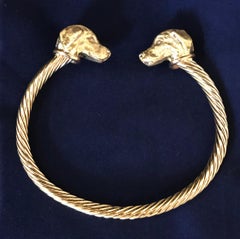 Paul Eaton Sculpted Golden Retriever Heads on Sterling Silver Twisted Bangle