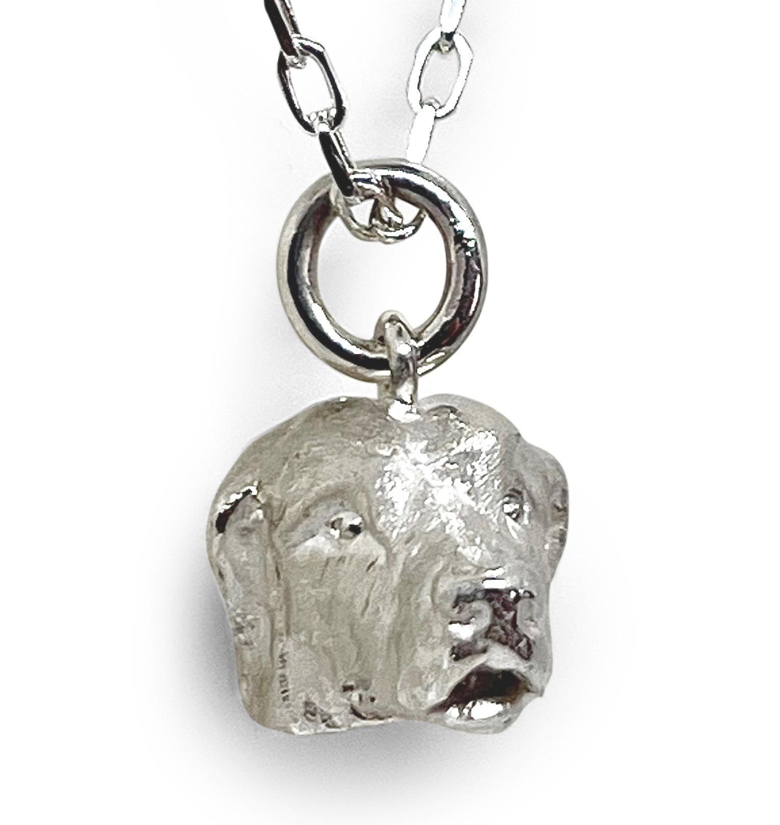 Artisan Paul Eaton Sculpted Miniature Labrador Head in Sterling Silver Charm or Pendant  For Sale