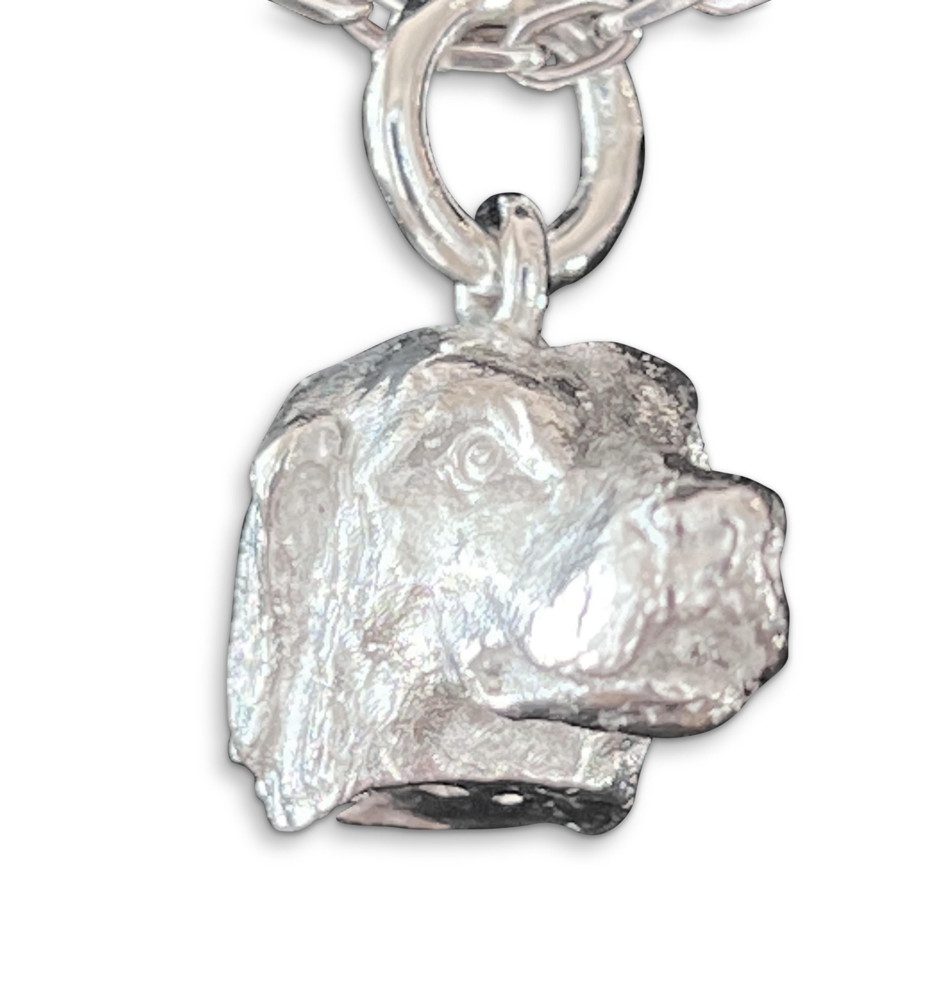 Paul Eaton Sculpted Miniature Labrador Head in Sterling Silver Charm or Pendant  In New Condition For Sale In Charleston, SC