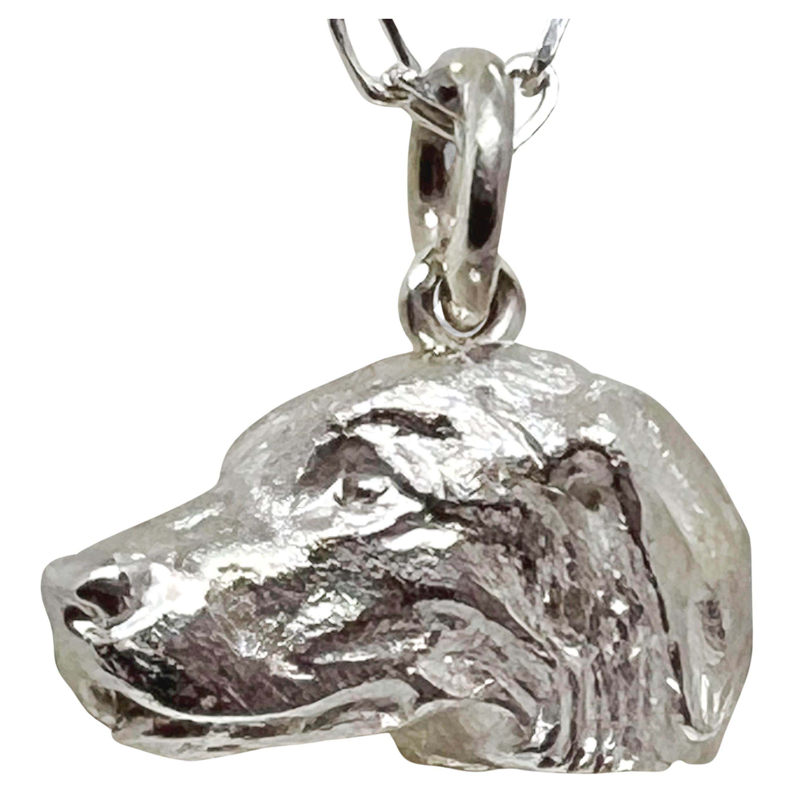 Paul Eaton Sculpted Miniature Labrador Head in Sterling Silver Charm or Pendant  For Sale