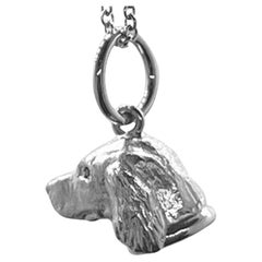 Paul Eaton Sculpted Miniature Setter Head in Sterling Silver Charm or Pendant