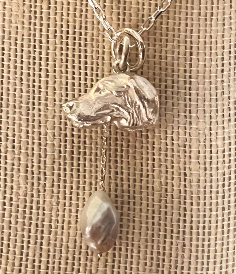 Paul Eaton Sculpted Retriever Dog Head Pendant with One or Two Pearl