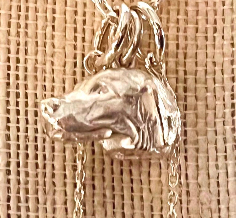 Paul Eaton Sculpted Retriever Dog Head Pendant with One or Two Pearl