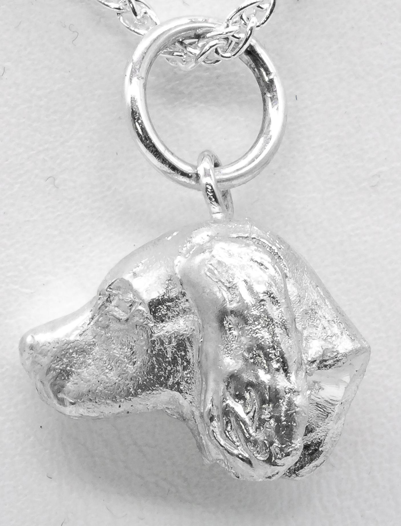 Uncut Paul Eaton Sculpted Spaniel Dog Head Pendant with One or Two Pearl Drops For Sale