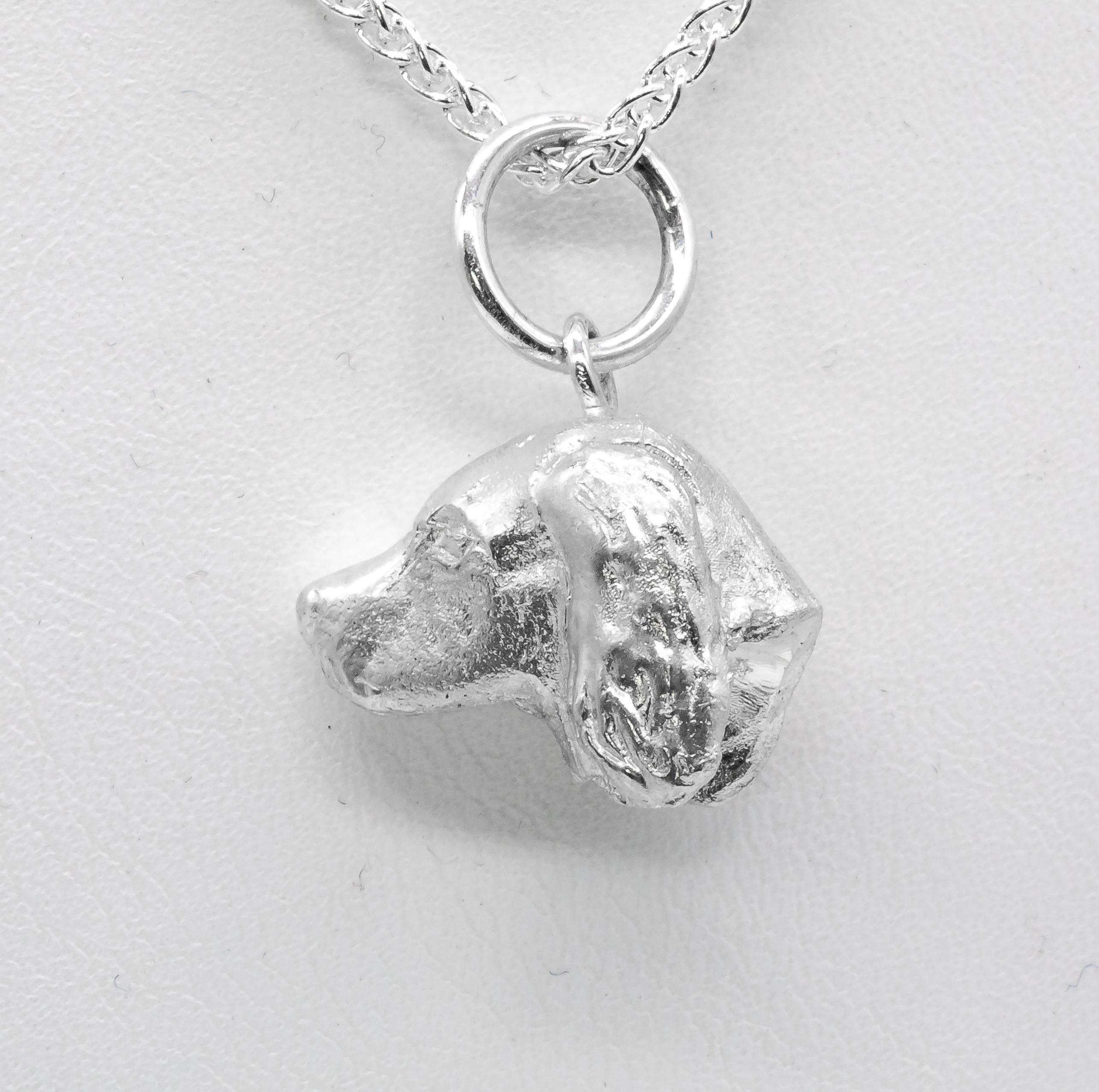 Paul Eaton Sculpted Spaniel Dog Head Pendant with One or Two Pearl Drops In New Condition For Sale In Charleston, SC