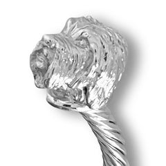 Paul Eaton Sculpted Tibetan Terrier Dog Heads on Twisted Bangle in Sterling