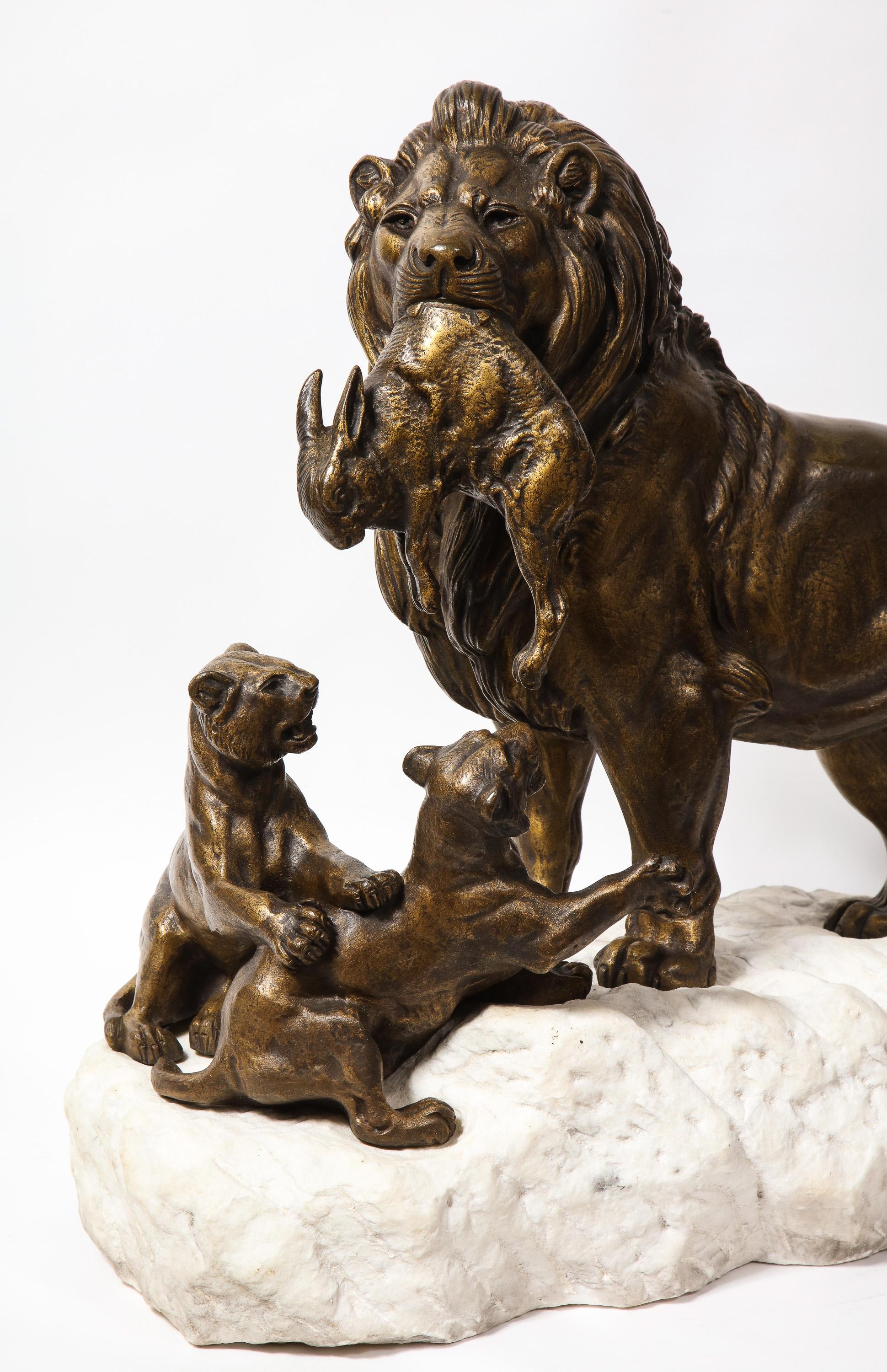 Paul-Edouard Delabriere (French, 1829-1923) Large Bronze Sculpture of A Lion 9